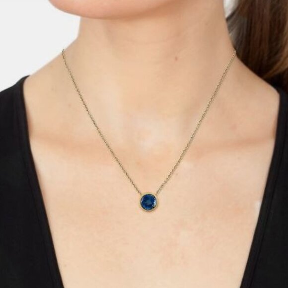 EFFY Gold plated Sterling Silver & London Blue Topaz Pendant Necklace - Picture 2 of 9